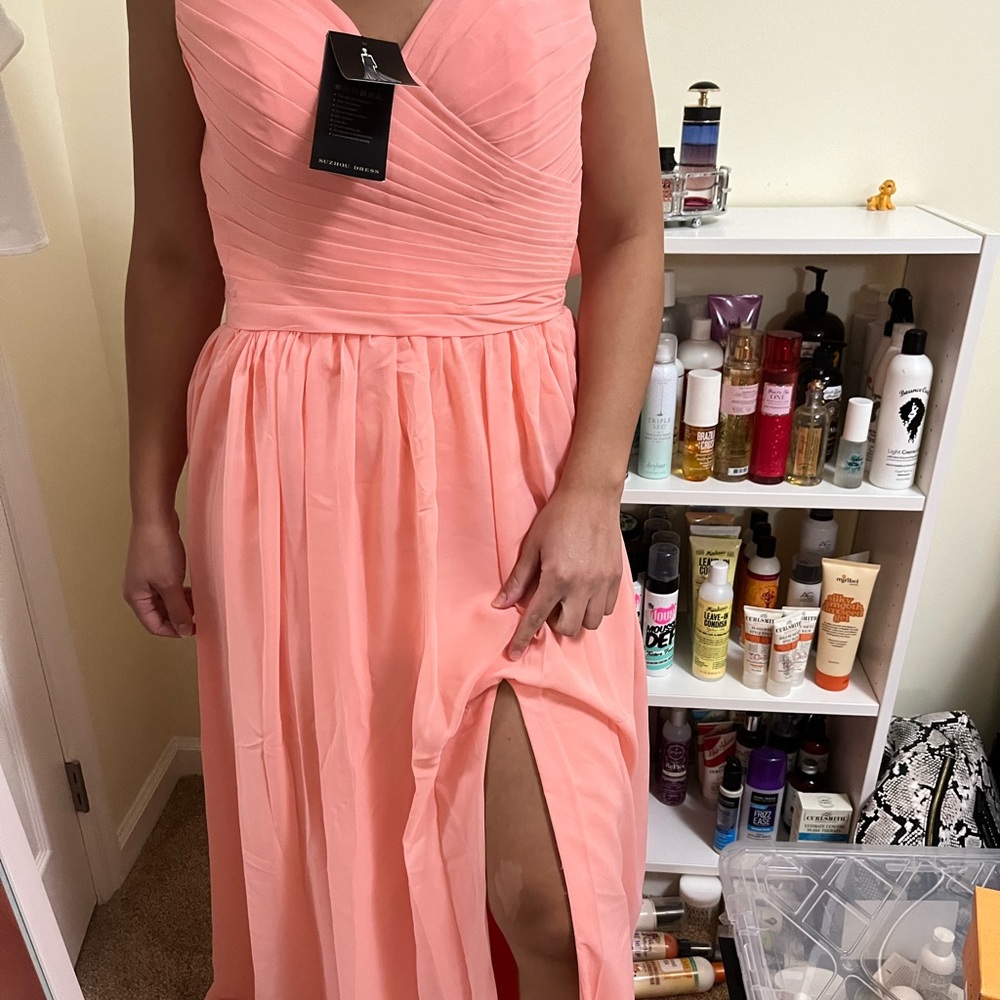Peach Bridesmaids Dress - Picture 4 of 4